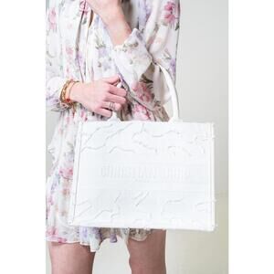 Christian Dior White Camouflage Canvas Medium Book Tote